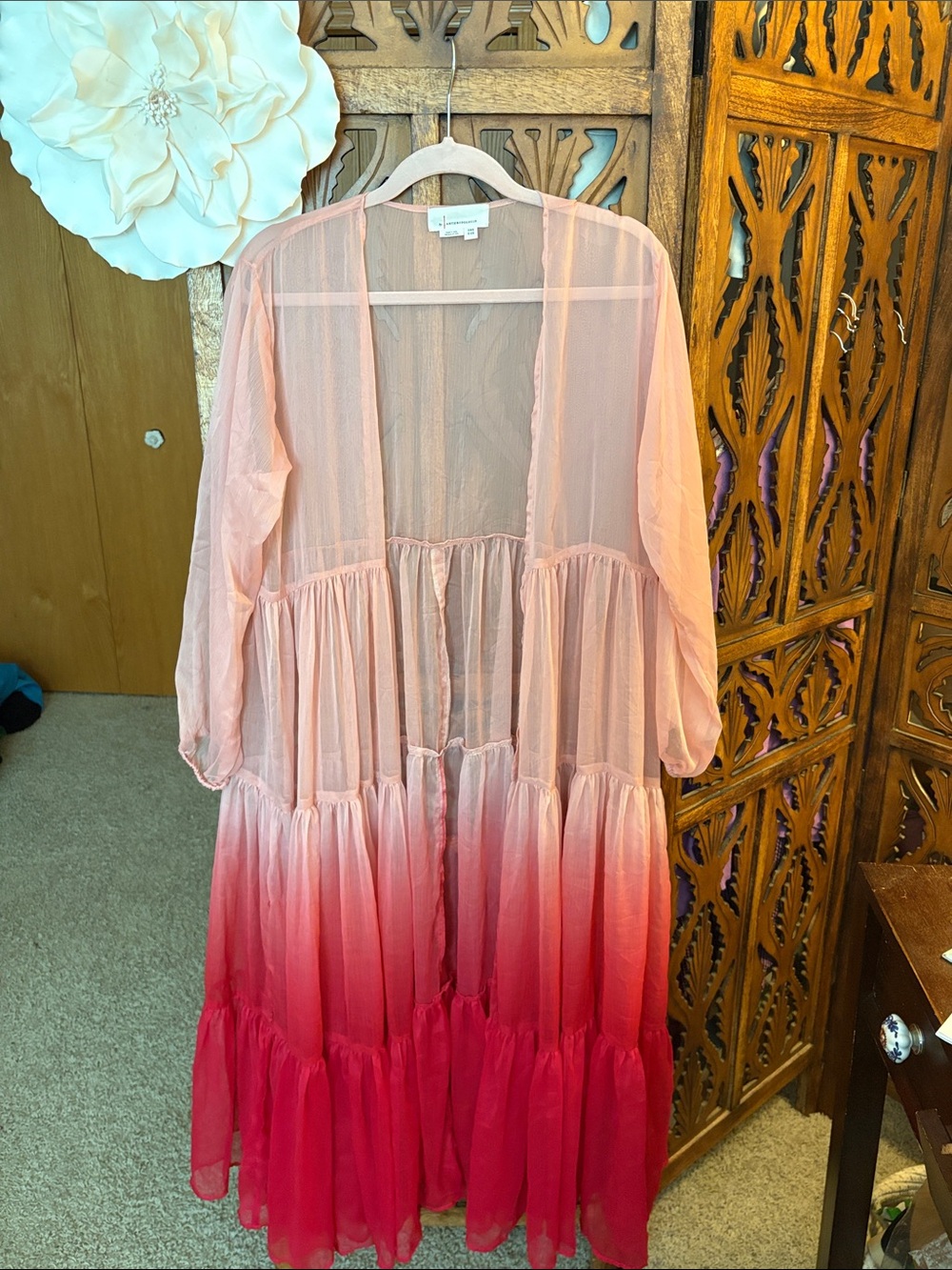 Anthropologie Dusty Rose Sheer Layering Duster